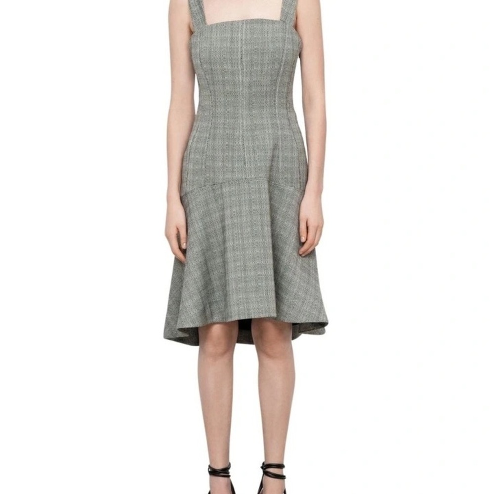 NWT - Veronika Maine Graphic Tweed Apron Dress in Grey